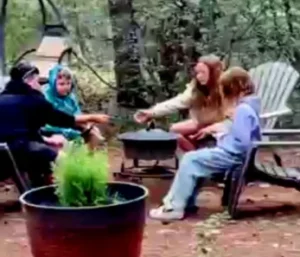 family around a firepit